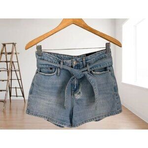 Marissa Webb Organic Cotton Light Wash Denim Tie-Front Womens Shorts Size 24
